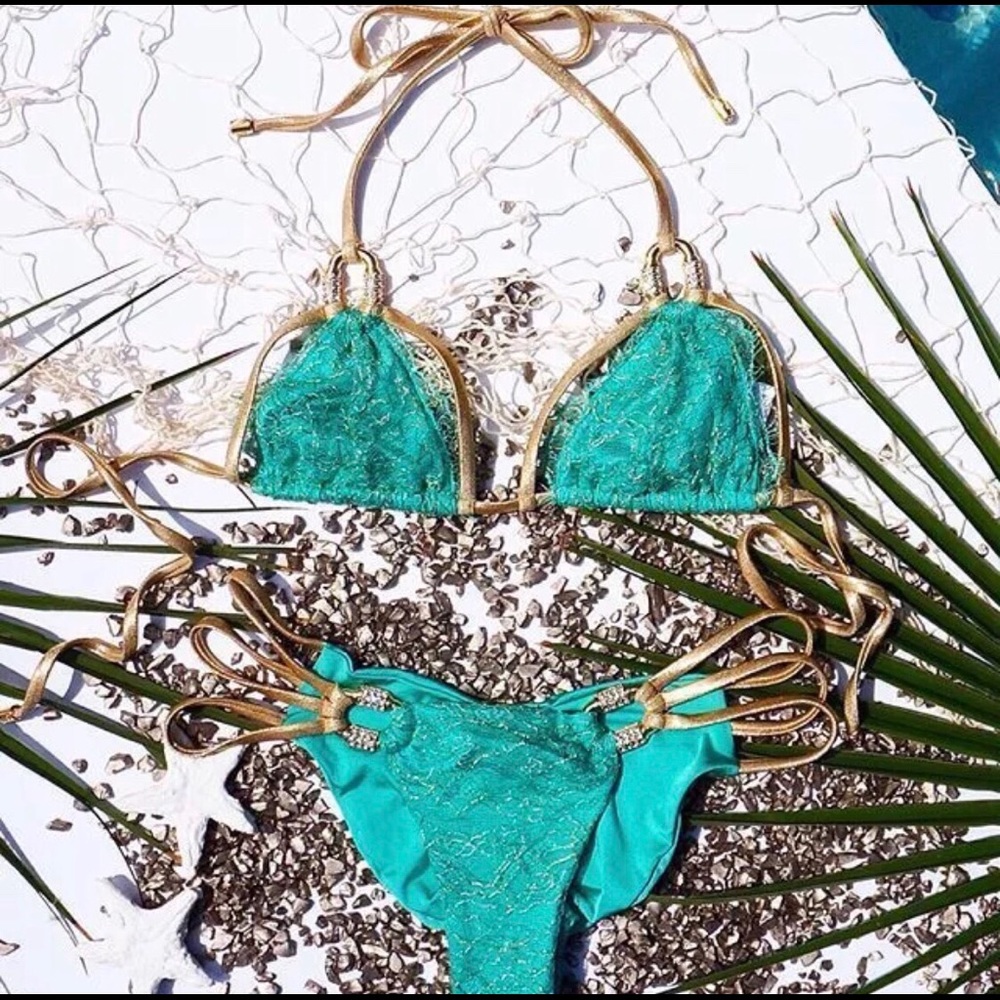 Beach Bunny Madagascar Glam Bikini L & S turquoise